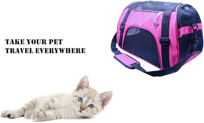 Cat Carrier,Soft-Sided Pet Travel Carrier for Cats,Dogs Puppy Comfort Portable Foldable Pet Bag Airline Approved (Medium-Rosered)
