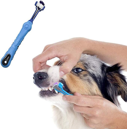 Orgrimmar 2 PCS 3-Sided Pet Toothbrush Dog Toothbrush Removing Bad Breath Tartar Cleaning Mouth Pet Dental Care Cat Cleaning Mouth