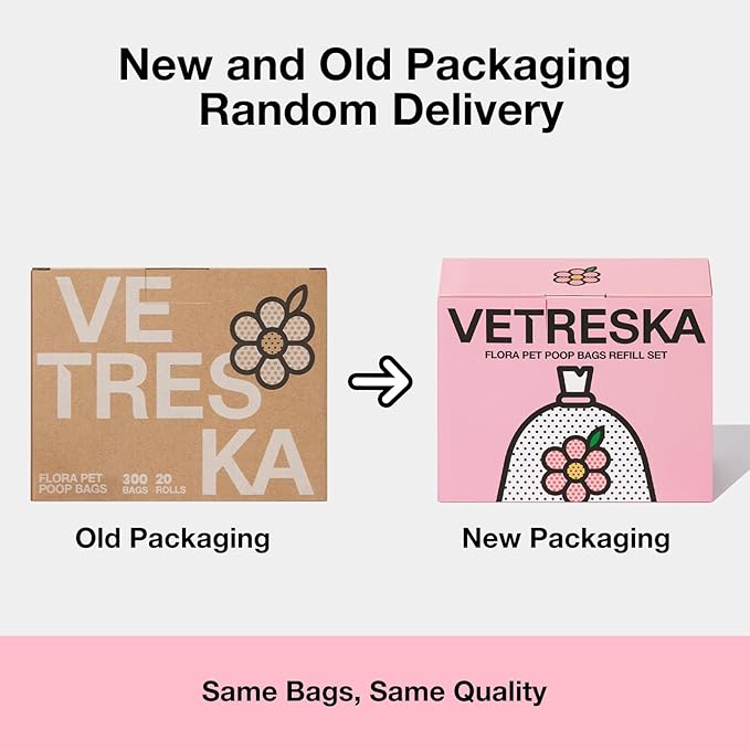 VETRESKA Dog Poop Bags, Lavender Scented, Leak Proof, Extra Thick and Extra Strong Pet Waste Bags for Dog Walking and Cat Litter, 300 Counts15 Refill Rolls 9 X 13 inches