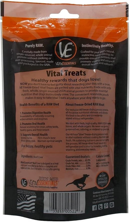 Vital Essentials Freeze-Dried Raw Dog Treats 3 Flavor Variety - (1) Each: Beef Bites, Beef Liver, Duck Bites (2-2.5 Ounces) - Plus Rope Toy and Fun Animal Facts Booklet Bundle