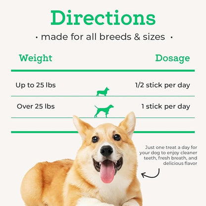 Dr. Joseph's Vetpro Complete Advanced Dental Sticks with Prebiotics, 15 Sticks, Cleans Teeth, Freshens Bad Breath, and Supports Gut Health, Target Tartar and Plaque Build Up, Veterinarian Formulated