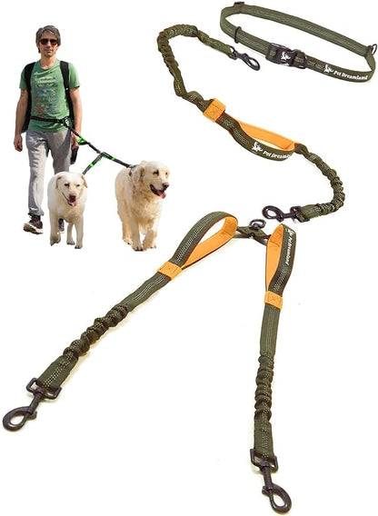Exquisite Double Running Waist Leash for Large Dogs | Retractable Dog Leash 2 Dogs | Hands Free Leash for for Large Dogs | Two Dog Leash for Large Dogs | Leash for Big Dogs | HandsFree Dog Leash