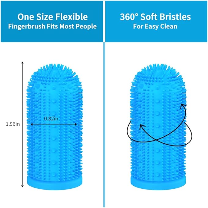 Dog Toothbrush for Dog Teeth Cleaning,4 Pack Dog Tooth Brushing Kit Cat Toothbrush with Full Surround Bristles, Dental Care for Puppies/Cats,Finger Tooth Brush for Medium/Large Dog (Gray)