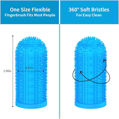 Dog Toothbrush for Dog Teeth Cleaning,4 Pack Dog Tooth Brushing Kit Cat Toothbrush with Full Surround Bristles, Dental Care for Puppies/Cats,Finger Tooth Brush for Medium/Large Dog (Gray)