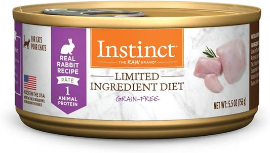 Instinct Limited Ingredient Diet Grain Free Real Rabbit Recipe Natural Wet Canned Cat Food by Nature's Variety, 5.5 Oz (Pack of 12)