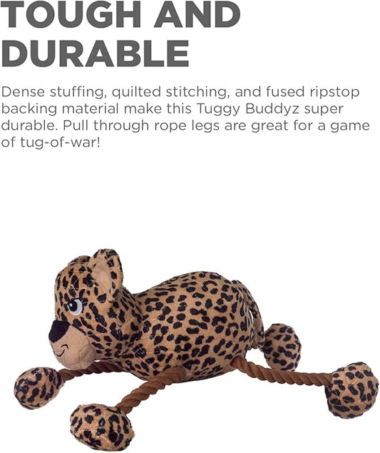 Outward Hound Tuggy Buddyz Leopard Squeaky Rope Dog Toy
