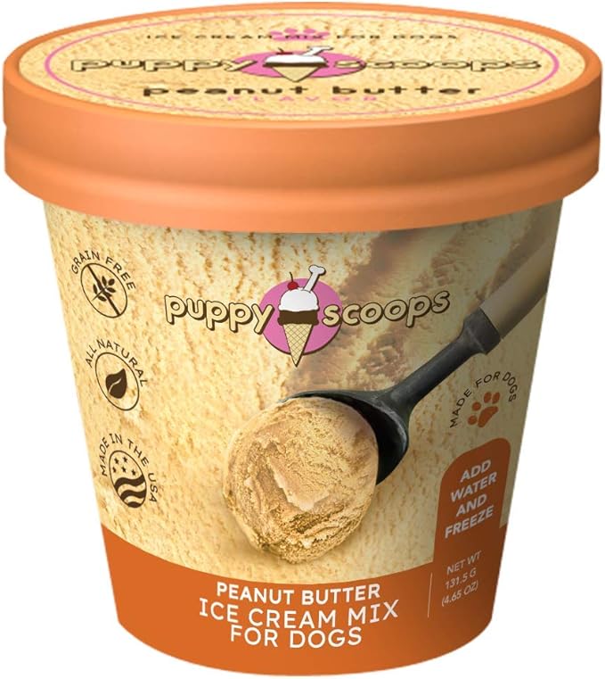Ice Cream Mix for Dogs: Peanut Butter - Add Water and Freeze at Home, 4.65 oz Made in USA