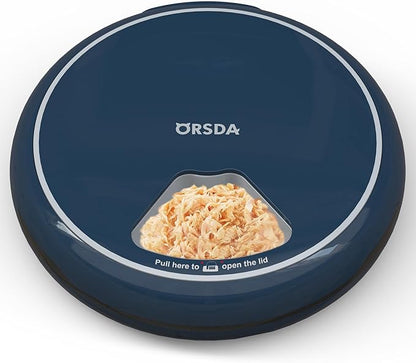 ORSDA Automatic Cat Feeder Wet Food/Dry Food, 5 Meal Timed Pet Feeder with Timer Programmable & Voice Recorder, Dual Power Supply Auto Feeder for Cats/Small Dogs