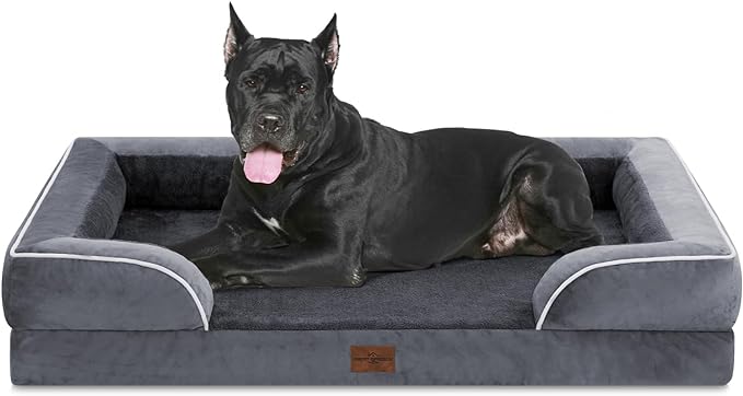 Waterproof Orthopedic Foam Dog Beds, XXL Orthopedic Dog Bed for Extra Large Dogs, Washable Dog Sofa Bed with Removable Cover & Non-Slip Bottom(XX-large,Dark Grey)
