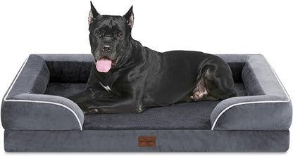 Waterproof Orthopedic Foam Dog Beds, XXL Orthopedic Dog Bed for Extra Large Dogs, Washable Dog Sofa Bed with Removable Cover & Non-Slip Bottom(XX-large,Dark Grey)