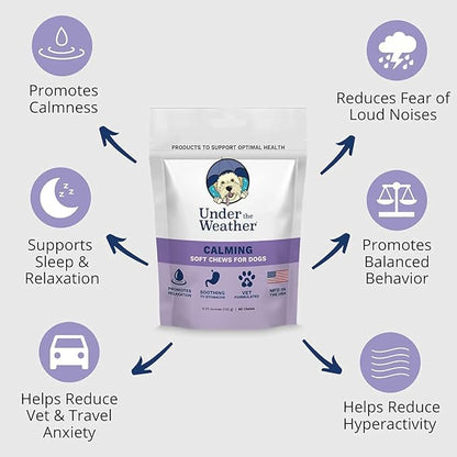 Under the Weather Pet Soft Dog Chew Supplements for Calming and Probiotics | Supports Relaxation and Normal Emotional Balance in Dogs (Calming, 120 Count)