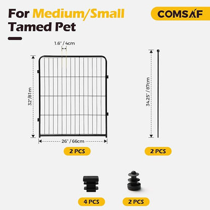 ComSaf Dog Playpen Indoor, 32" Height 2 Panels Metal Dog Fence,Playpen for Medium/Small Dogs, Portable Pet Puppy Playpen for Indoor