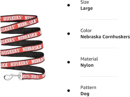 Pets First Collegiate Pet Accessories, Dog Leash, Nebraska Cornhuskers, Large
