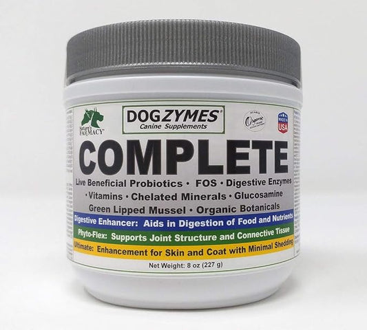 Dogzymes Complete - Probiotics, prebiotics, Glucosamine, Chondroitin, MSM and Hyaluronic Acid, complete skin and coat care (8 ounce)