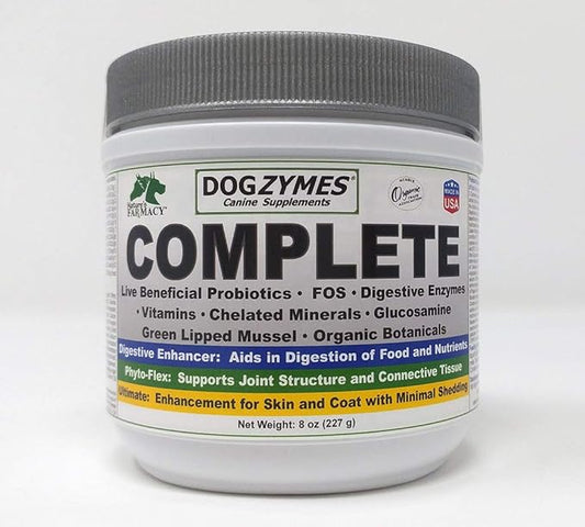Dogzymes Complete - Probiotics, prebiotics, Glucosamine, Chondroitin, MSM and Hyaluronic Acid, complete skin and coat care (8 ounce)