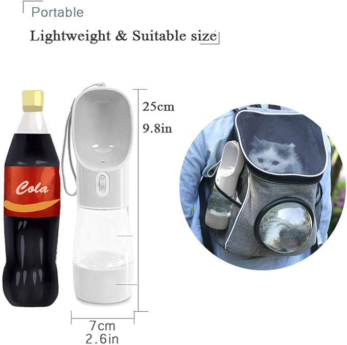 Dog Water Bottle for Walking, Multifunctional and Portable Dog Travel Water Dispenser with Food Container,Detachable Design Combo Cup for Drinking and Eating,Suitable for Cats and Puppy