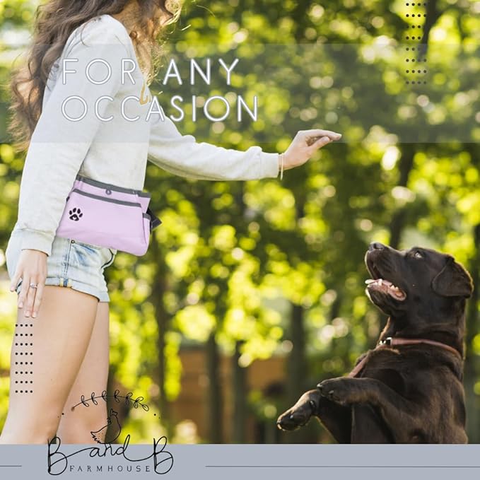 Dog Treat Pouches for Pet Training - Custom Design - Dog Treat Bag for Dog Training & Behavior Aids - Fanny Pack for Dog Walking Bag - Puppy Training Treat Pouch & Snacks Bag Pouch (Light Purple)