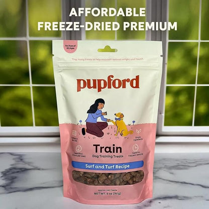 Pupford Freeze Dried Training Treats for Dogs & Puppies, 240+ Six Ingredient Bites (Surf & Turf, 5 oz)