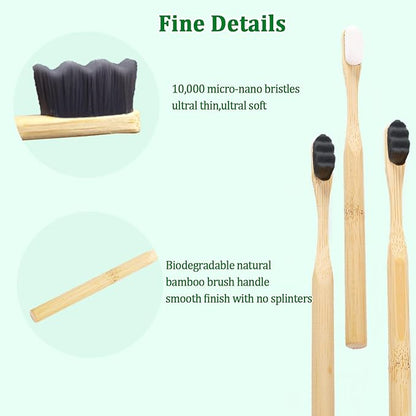 JGocot 3Pack Dog Toothbrush, |Ultra Soft Micro Nano Bristle| Pet Toothbrush for Sensitive Gum&Teeth,Eco-Friendly Natural Dog Bamboo Toothbrush Dog Dental Care Kit for Medium/Large Breed Dogs
