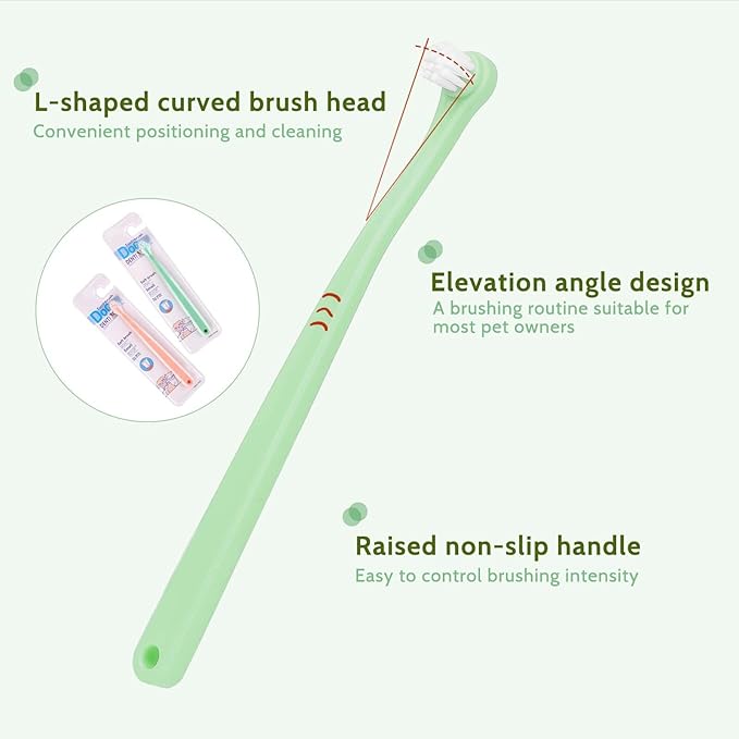 2 Pack Dog Toothbrush Pet Toothbrush Cat Tooth Brush Puppy Toothbrush Mini Head Soft Dog Tooth Brush Deep Clean Kit, Portable Travel Friendly and Easy to Use for Puppy, Kitten, Small Dog & Cat