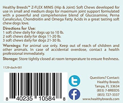 Healthy Breeds Dachshund Z-Flex Minis Hip and Joint Support Soft Chews 60 Count