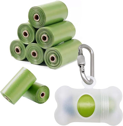 Bag Dispenser Dog Poop Bags Holder Dog Waste Bags Dispenser with Leak-Proof Green Poop Bags for Leash On The Go for Walking Dogs Outdoor (1 Holder 135 Bags, Clear)