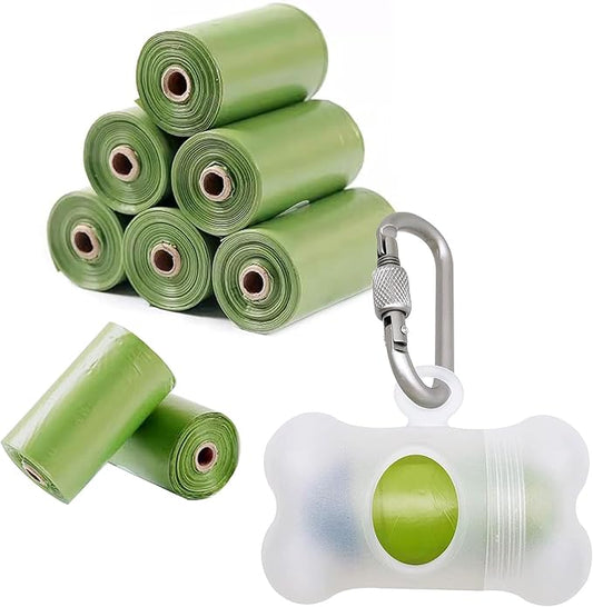 Bag Dispenser Dog Poop Bags Holder Dog Waste Bags Dispenser with Leak-Proof Green Poop Bags for Leash On The Go for Walking Dogs Outdoor (1 Holder 135 Bags, Clear)