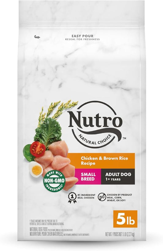 NUTRO NATURAL CHOICE Small Breed Adult Dry Dog Food, Chicken & Brown Rice Recipe Dog Kibble, 5 lb. Bag