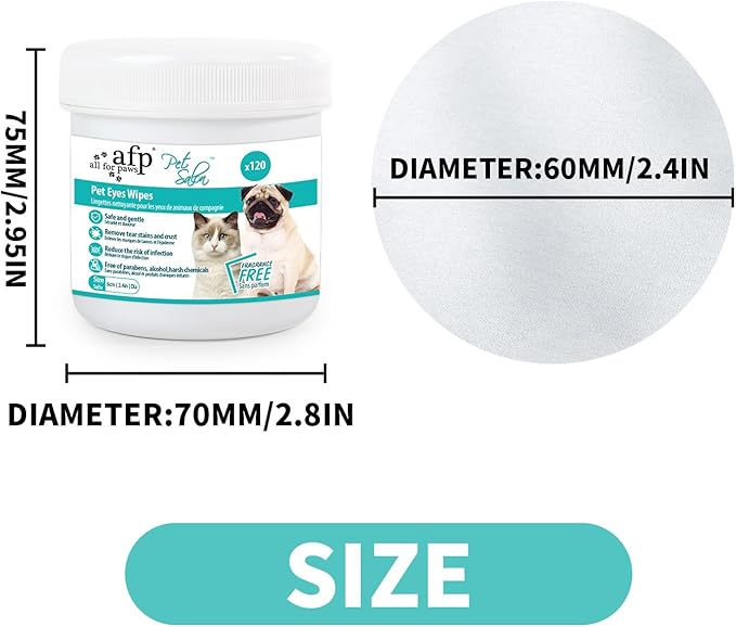 ALL FOR PAWS Dog Eye Wipes Ear Wash Pads Gentle Tear Stain Wipes for Dogs and Cats, Removes Dirt Crust and Discharge Natural Pet Wipes with Soothing Aloe Vera, 120 Counts
