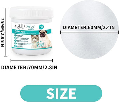 ALL FOR PAWS Dog Eye Wipes Ear Wash Pads Gentle Tear Stain Wipes for Dogs and Cats, Removes Dirt Crust and Discharge Natural Pet Wipes with Soothing Aloe Vera, 120 Counts