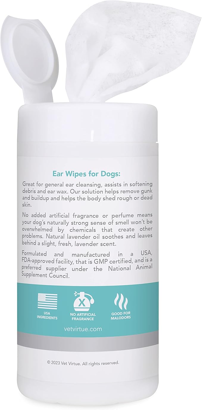 Fragrance Free Ear Wipes for Dogs (2-Pack)