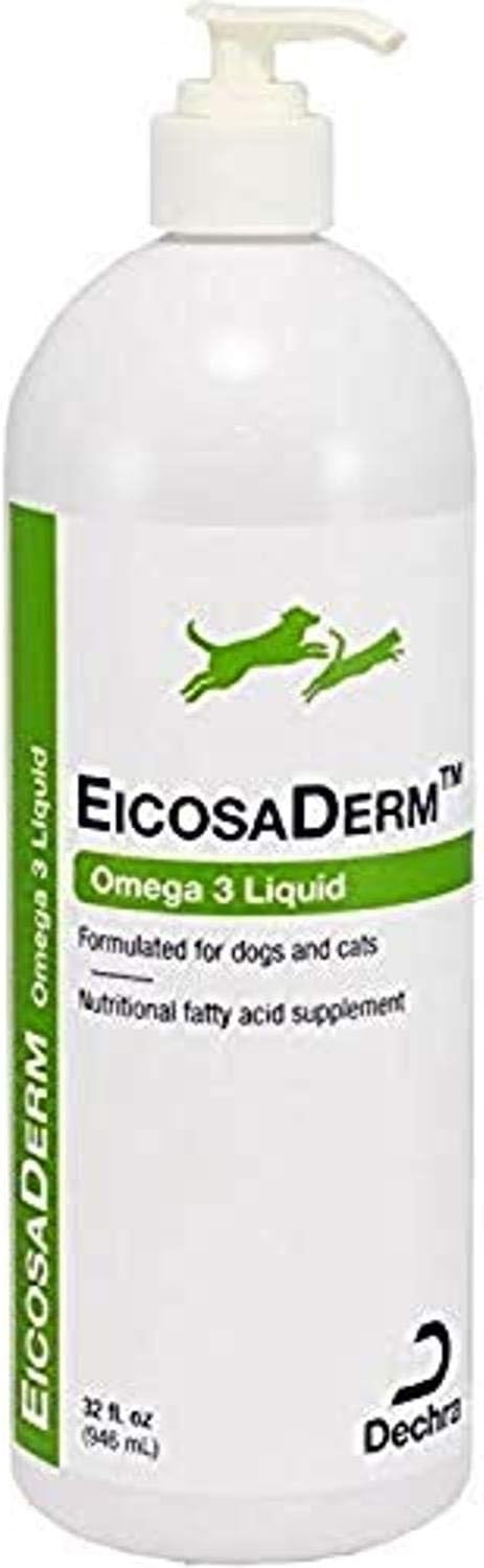 Dechra EicosaDerm Omega 3 Liquid for Dogs & Cats (32oz) - Nutritional Fatty Acid Supplement (1810056)