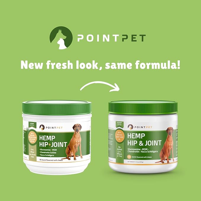 Hemp Hip and Joint Supplement for Dogs with Hemp Oil, Glucosamine Chondroitin, MSM, Omega 3&6, Promotes Healthy Normal Cartilage Development and Healthy Joints