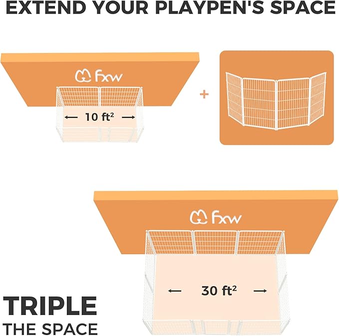 FXW Homeplus Dog Playpen Designed for Indoor Use, 40" Height for Large Dogs, White│Patented