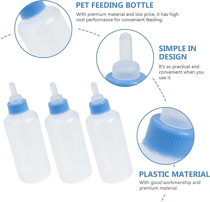 Bottle 3Pcs Pet Feeding Bottle Kitten Bottles Kitten Milk Replacer Puppy Milk Feeder Milk Feeder Animal Milk Bottles Lamb Bottles for Pet Cat Dog Sheep Bottles