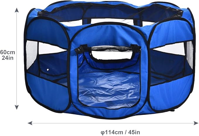 Amazon Basics Octagonal Portable Soft Pet Playpen, 45", Blue
