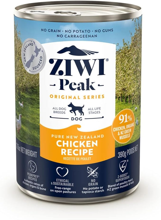 ZIWI Peak Canned Wet Dog Food – All Natural, High Protein, Grain Free, Limited Ingredient, with Superfoods (Chicken, Case of 12, 13.75oz Cans)