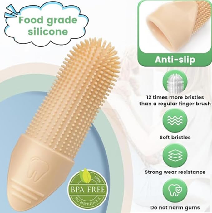 4-Pack Dog & Cat Finger Toothbrush - 360° Cleaning, Food-Grade Silicone, Fits All Fingers - Premium Dental Care for Pets