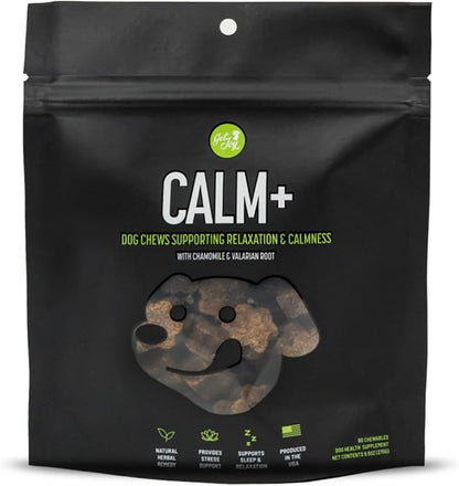 Calm+ Stress Support Dog Supplement Chews, 90 Soft Chews, Chicken Flavor, Supports Sleep & Relaxation, with Chamomile & Valerian Root, PhD Animal Nutritionist Formulated, Produced in USA