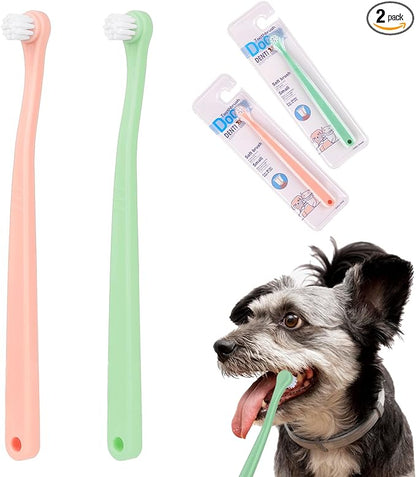 2 Pack Dog Toothbrush Pet Toothbrush Cat Tooth Brush Puppy Toothbrush Mini Head Soft Dog Tooth Brush Deep Clean Kit, Portable Travel Friendly and Easy to Use for Puppy, Kitten, Small Dog & Cat