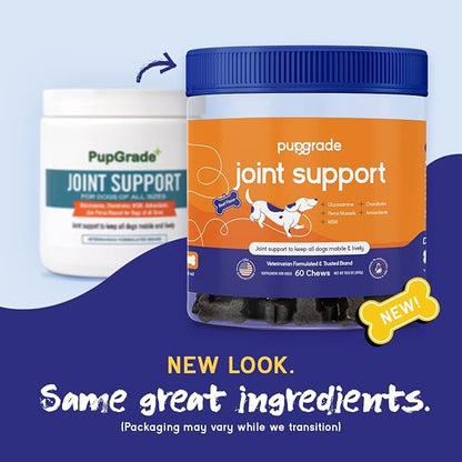 PupGrade Joint Support Supplement for Dogs - Natural Glucosamine Chondroitin with MSM - Hip & Joint Pain Relief - Recommended for Hip Dysplasia, Arthritis & Joint Disease - USA Tested - 360 Chews