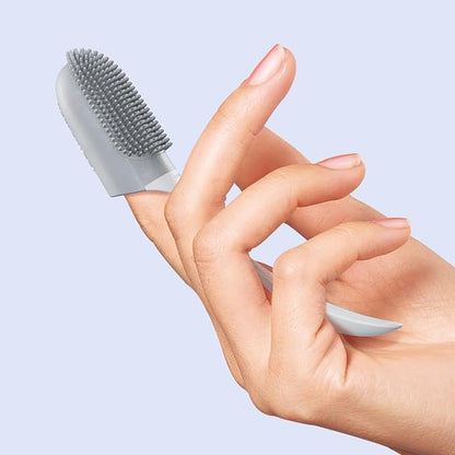 Silicone Pet Toothbrush - Soft Handled Brush with Gentle Bristles, Ideal for Cats & Dogs Dental Care, Easy Teeth Cleaning (White with Gray)