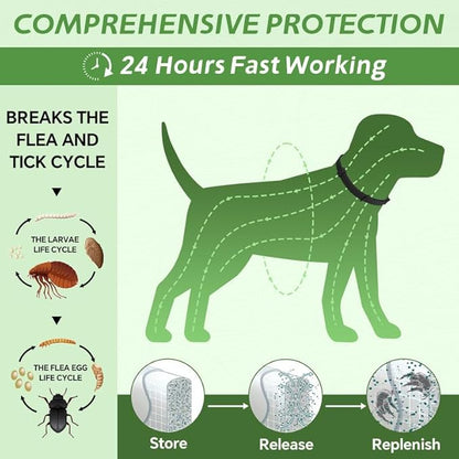 4 Pack Flea Collar for Dogs, Natural Flea and Tick Collar for Dogs, 8-Month Flea and Tick Prevention for Dogs, Dog Flea & Tick Control, Water Resistant Dog Flea Collar for Dogs, Black