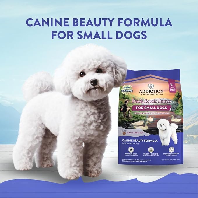 Addiction Duck Royale Entrée All Life Stages Small Breed Grain-Free Premium Duck Dry Dog Food Crafted in New Zealand - 3.3 lb