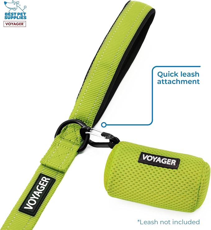 Best Pet Supplies 2-Pack Dog Poop Bag Holder Leash Attachment, Color, Reusable Mesh Dispenser Pouch for Travel, Walking, Park, and Outdoor Use, Soft and Durable with Clip-On - Mesh Lime Green