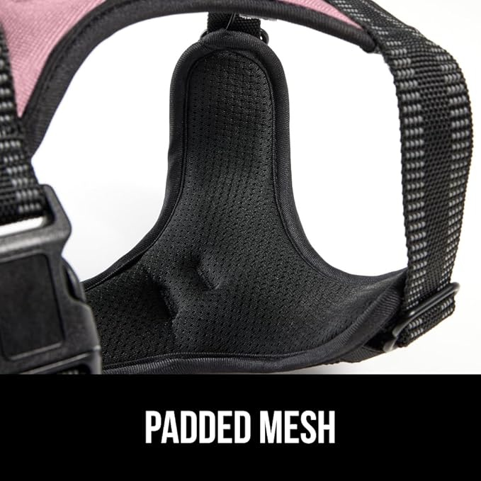 Gorilla Grip Comfortable Durable Dog Harness with Handle, Pet Leash Clips on Chest or Back for Walking, Padded Mesh Pets Vest, Adjustable Reflective Straps, Puppy Training, Pink
