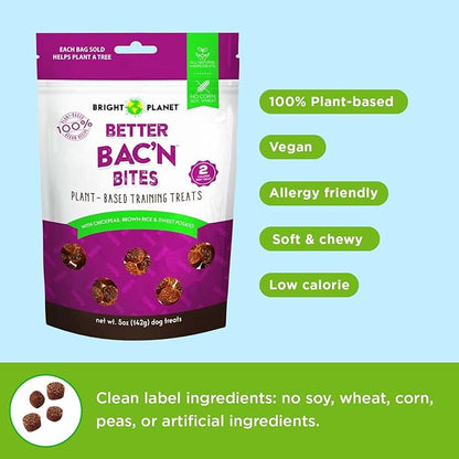 | Plant-Based Vegan Training Treats - 5oz | Sustainable Natural Clean Label Hypoallergenic Allergy-Friendly | Low-Calorie Soft Veggie Dog Treats | Made in USA (Better Bac'n)…