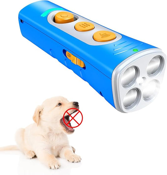 2024New Dog Bark Deterrent Device, 4X Ultrasonic Emitters Anti-Barking Device, Rechargeable Dog Barking Control Devices with 50ft Range Dog Training Tool, Alternative to Dog Shock Collar (Blue)