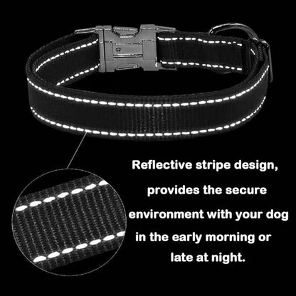 Love Dream Reflective Dog Collar with Metal Buckle, Adjustable Safety Nylon Dog Collars with Heavy Duty Quick Release Buckle for Small Medium Large Dogs, Pet Collar with ID Tag Ring
