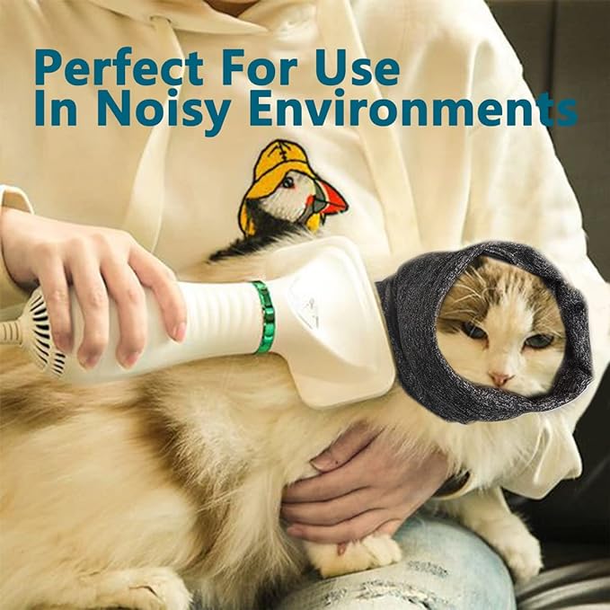 Dog Noise Cancelling Ear Muffs, Dog Ear Cover for Anxiety Relief& Calming Dogs, Snood for Dog Cat Noise Reduce Grooming Bathing, Neck and Ear Warm Ear Muffs,Grey M